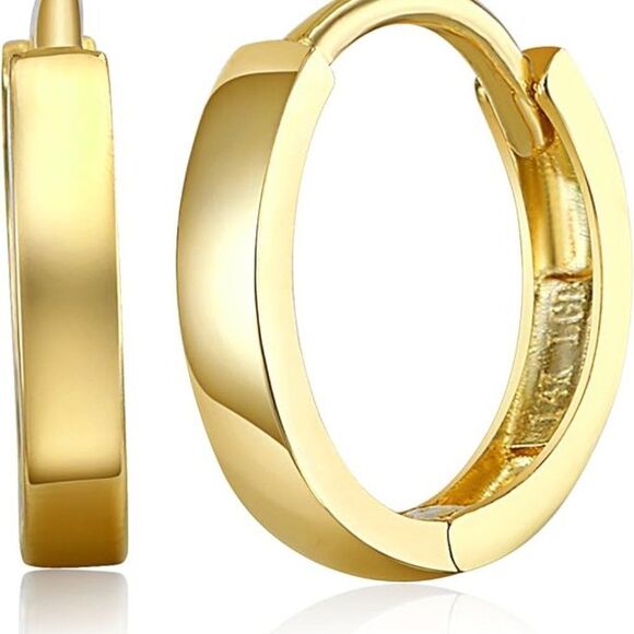 14k REAL Yellow Gold 2mm Thickness Huggie Hoops Earrings (11 x 11 mm) Real Gold - Picture 8 of 9